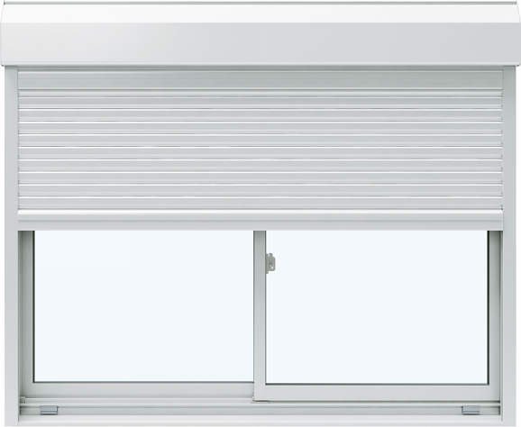 アルミサッシ YKK フレミング シャッター付 引違い窓 W1800×H970 （17609） 複層