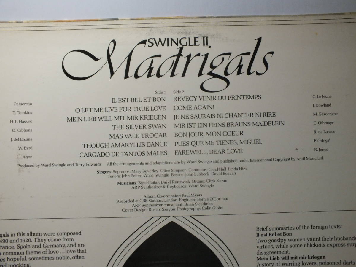 LP S 80147 ワード・スウィングル MADRIGALS SWINGLE 2 / IL EST BEL ET BON / THE SILVER SWAN 【8商品以上同梱で送料無料】_画像4