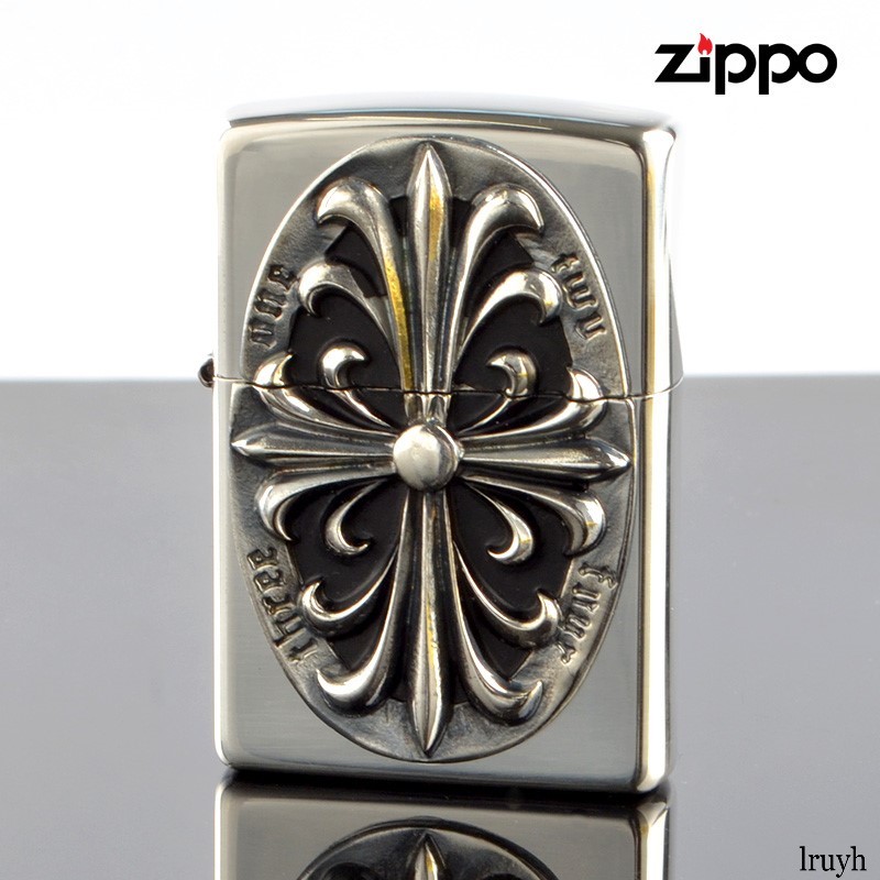 立体メタルクロス ZIPPO(ジッポー) シルバーメッキ いぶし仕上げ 真鍮 十字架 レギュラー おしゃれ かっこいい 音が良い 風防付き