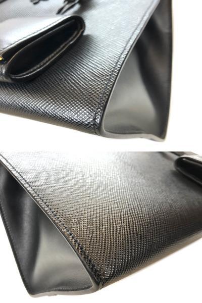 【中古美品】 PRADA プラダ モノクローム Sサイズ 2WAYバッグ ハンドバッグ/ショルダーバッグ サフィアーノレザー ブラック 1BA156_画像4