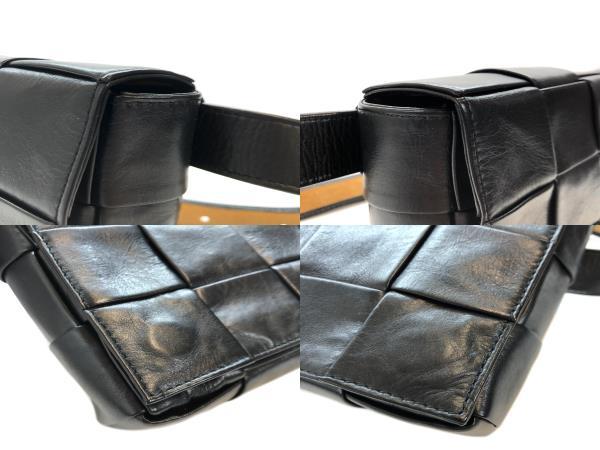 【中古美品】 BOTTEGA VENETA ボッテガ ヴェネタ マキシイントレチャート ザ ストレッチカセット ボディバッグ レザー ブラック_画像4