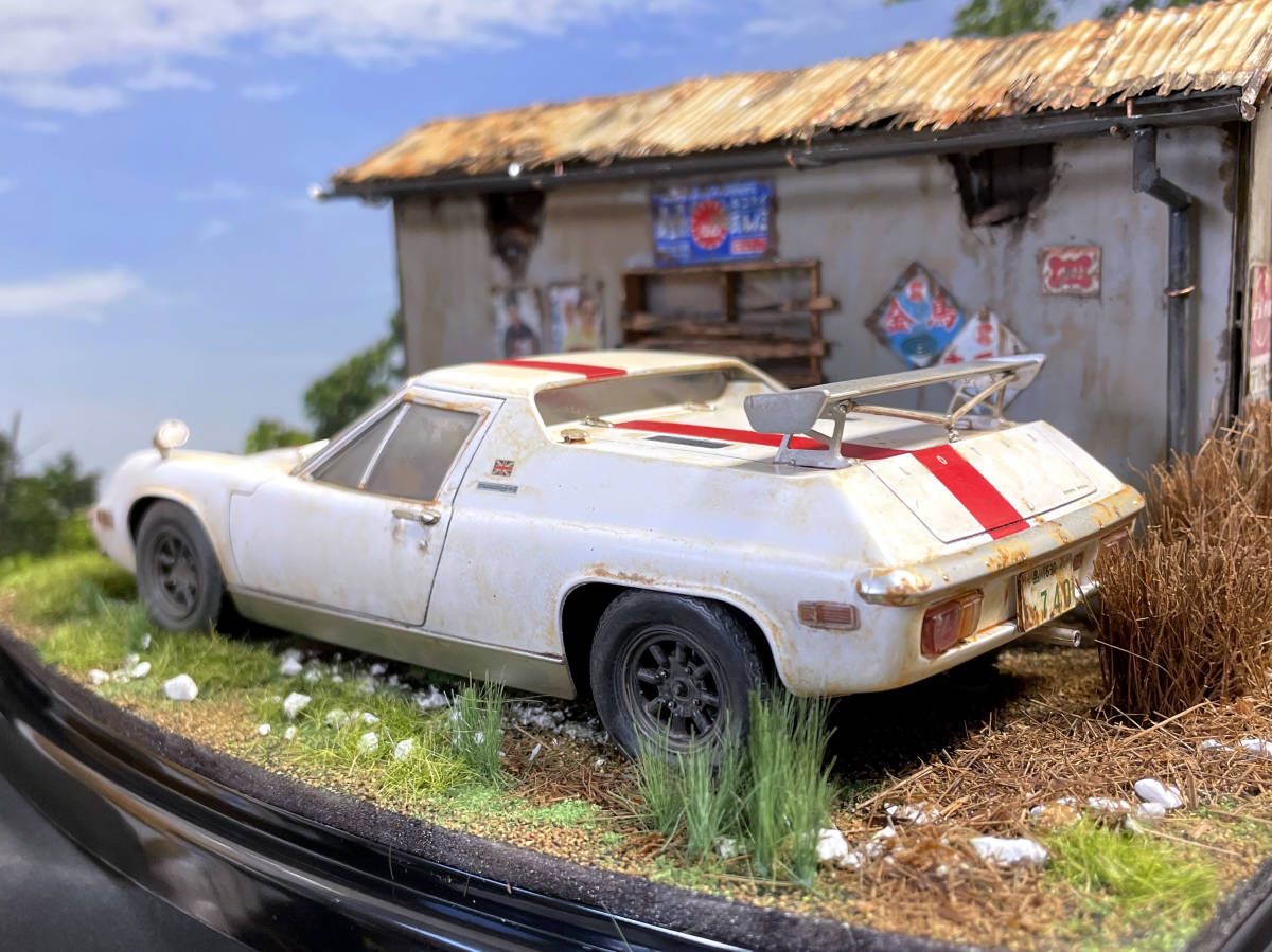 世界の名車1/24　LOTUS EUROPA SPECIAL草ヒロ風景ジオラマ 自作完成品 ケース付_画像5