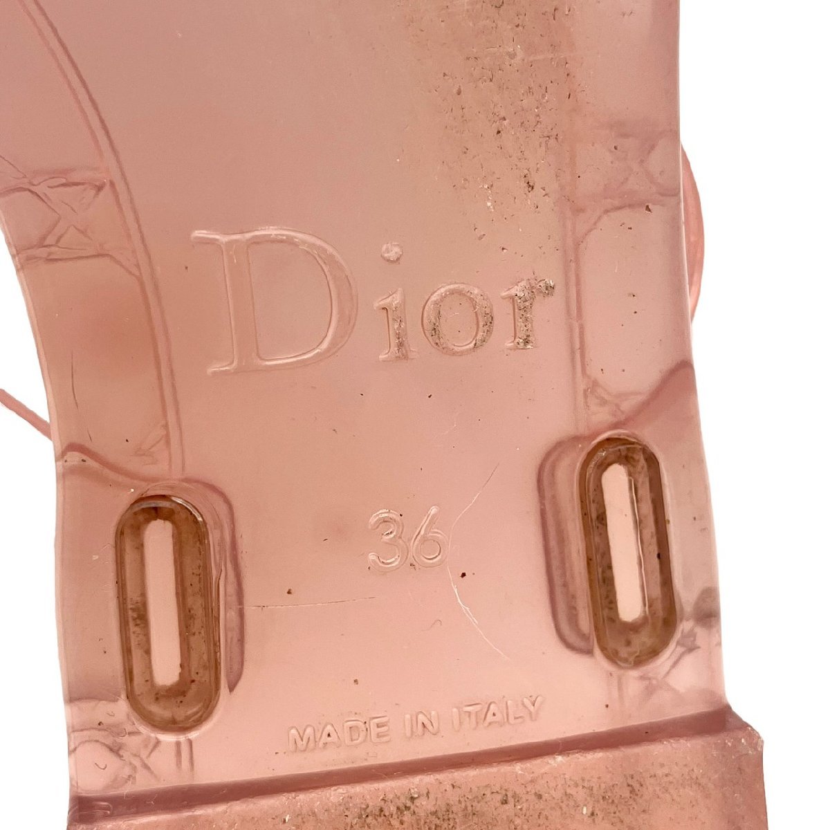 Dior ディオール CD クリア リボン トング ラバー ビーチサンダル ピンク系 レディース サイズ36 約23cm イタリア製 元箱付き_画像9