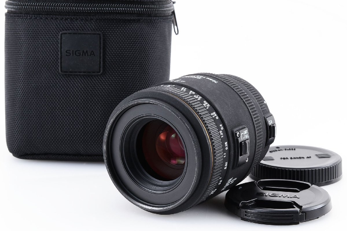 Sigma 70mm f/2.8 EX DG Macro マクロレンズ Canon EFマウント [現状品] ケース付き フルサイズ対応
