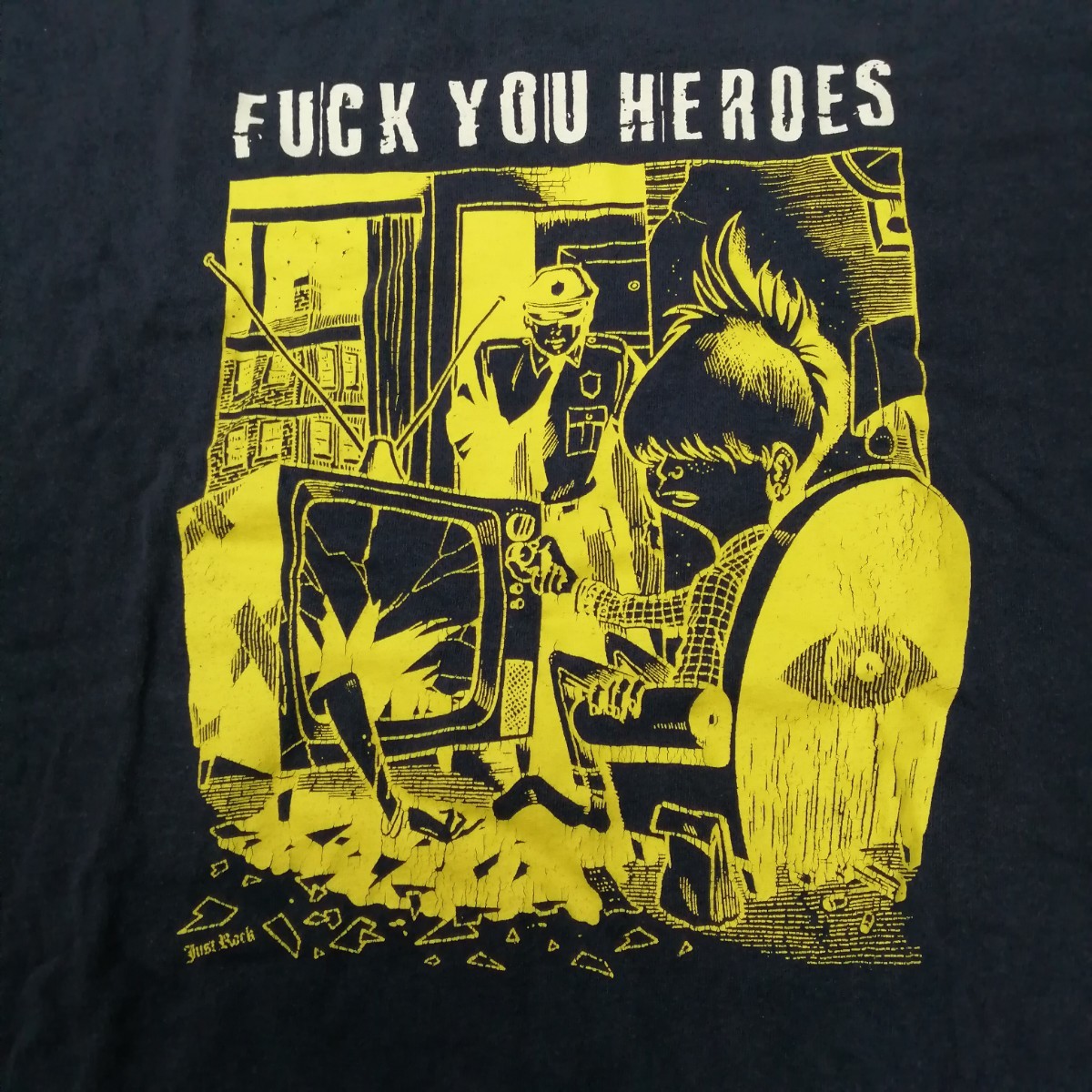 C10 バンドTシャツ ファックユアヒーローズ FUCK YOUR HEROES ネイビー up your ass.の画像3