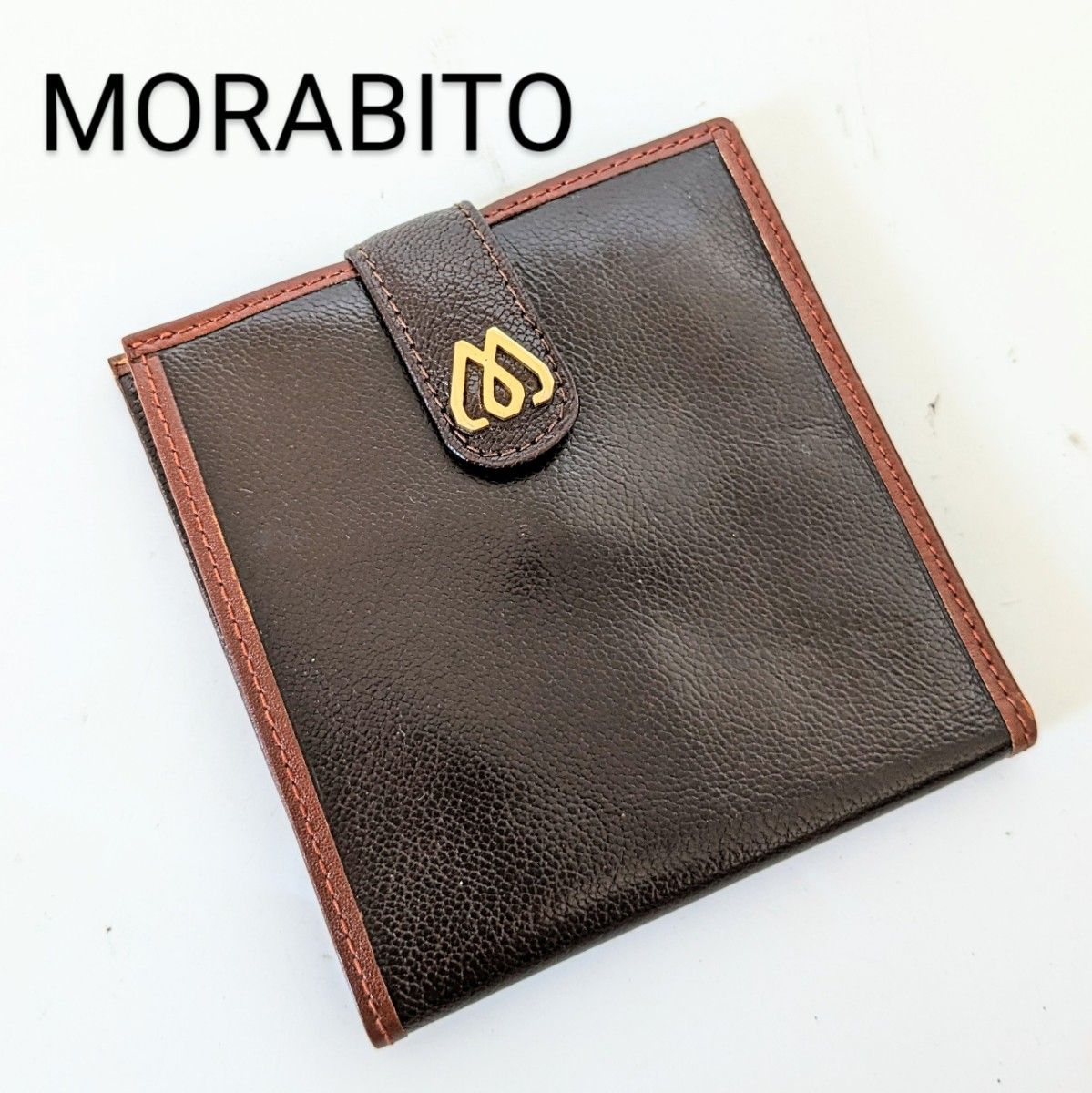 MORABITO　モラビト　レザー　ブラウン　2つ折財布　Mロゴ