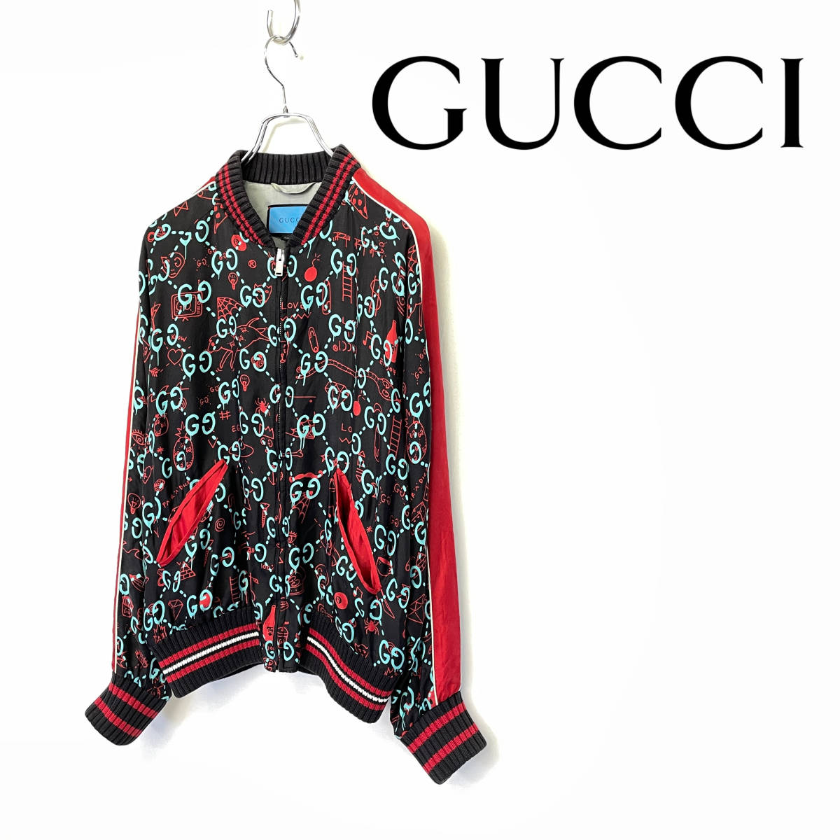 GUCCI グッチ GGゴースト シルク スカジャン ボンバージャケット size 48 1014565_画像1