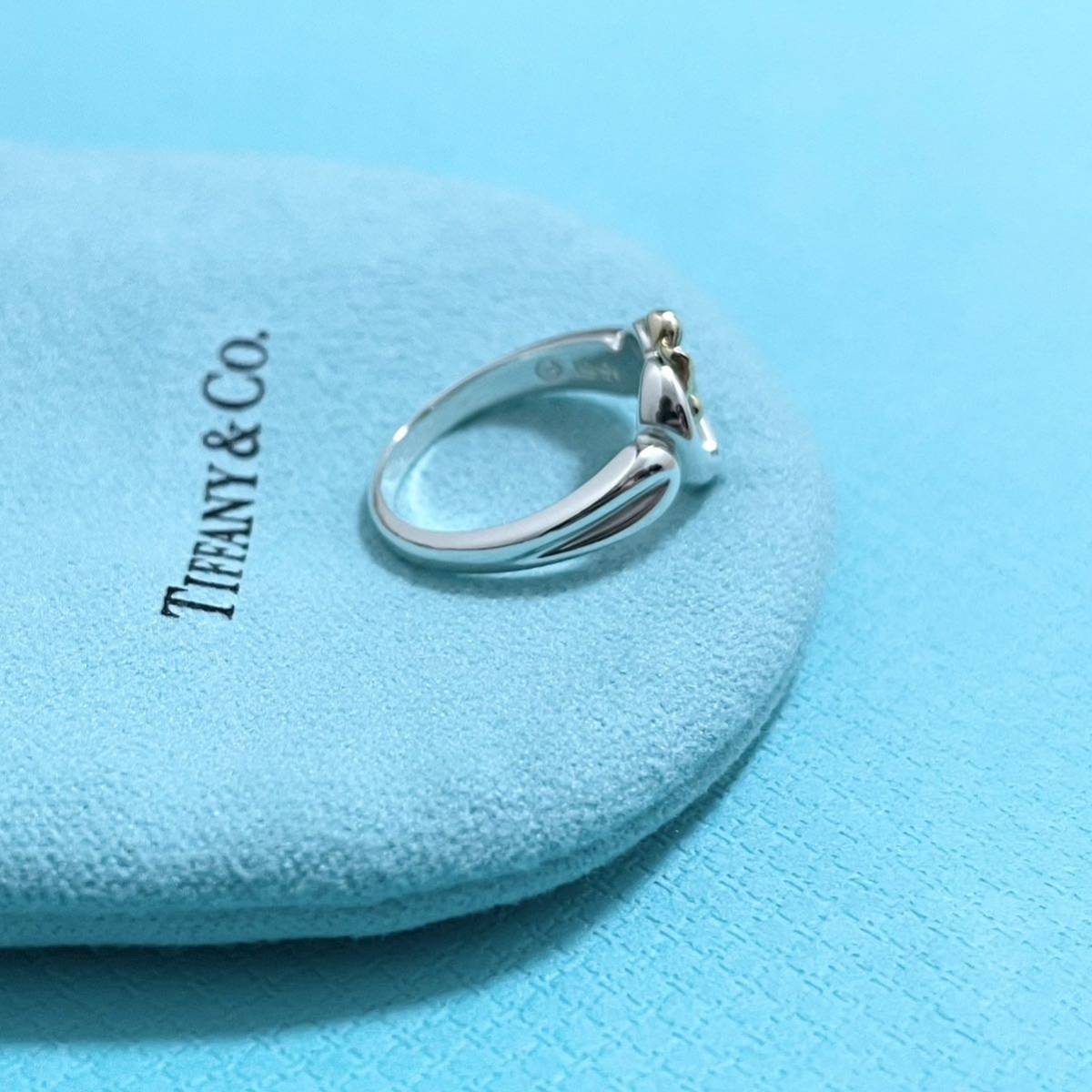 美品・希少】Tiffany & Co. ハート リボン リング 11号 金 銀-