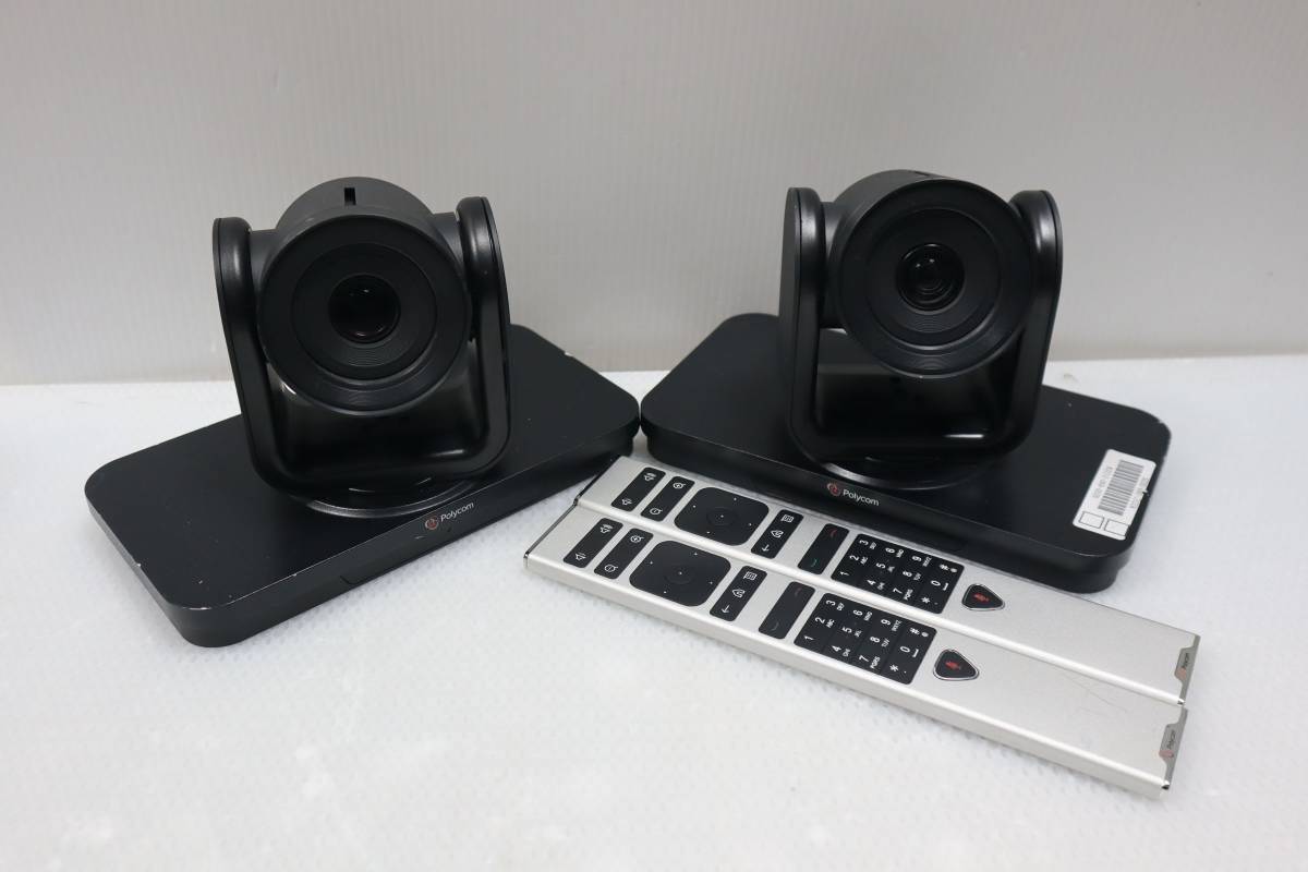 CB9394-9395 h Polycom　MPTZ-11カメラ　TV会議システム 本体2個　リモコン2個　動作確認済_画像1