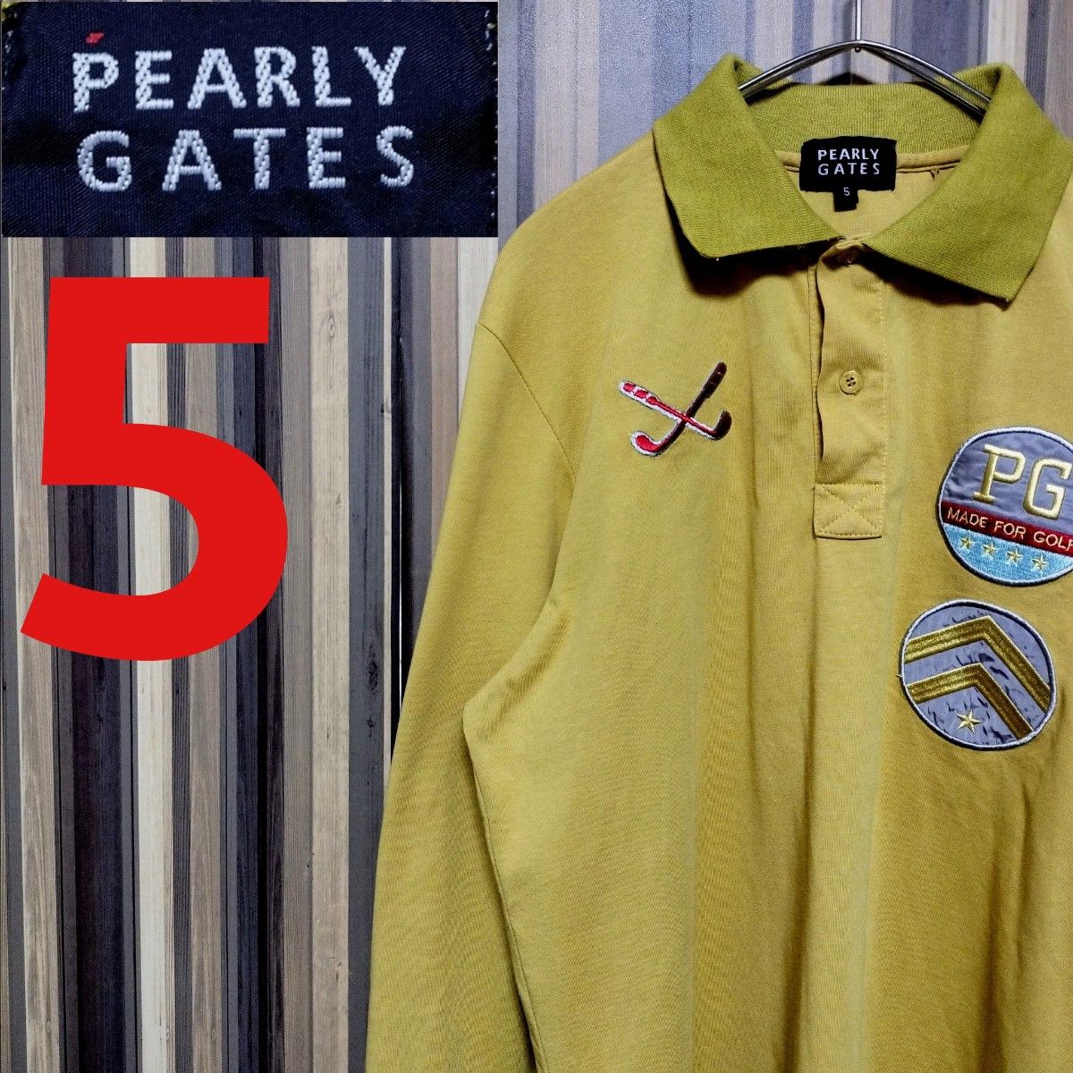 【PEARLY GATES】パーリーゲイツ 刺繍ロゴ ワッペン ポロシャツ L