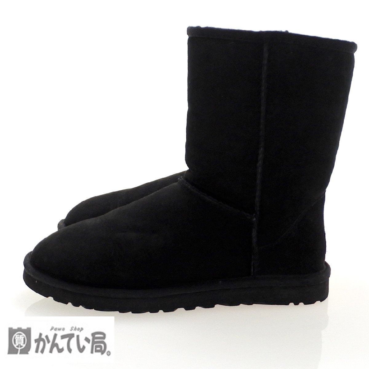 UGG australia アグ W CLASSIC SHORT クラシックショート ムートンブーツ ショートブーツ 靴 ブラック 黒 レディース 24㎝ USA:7 箱有り_UGG　ムートンブーツ　24㎝　ブラック　黒