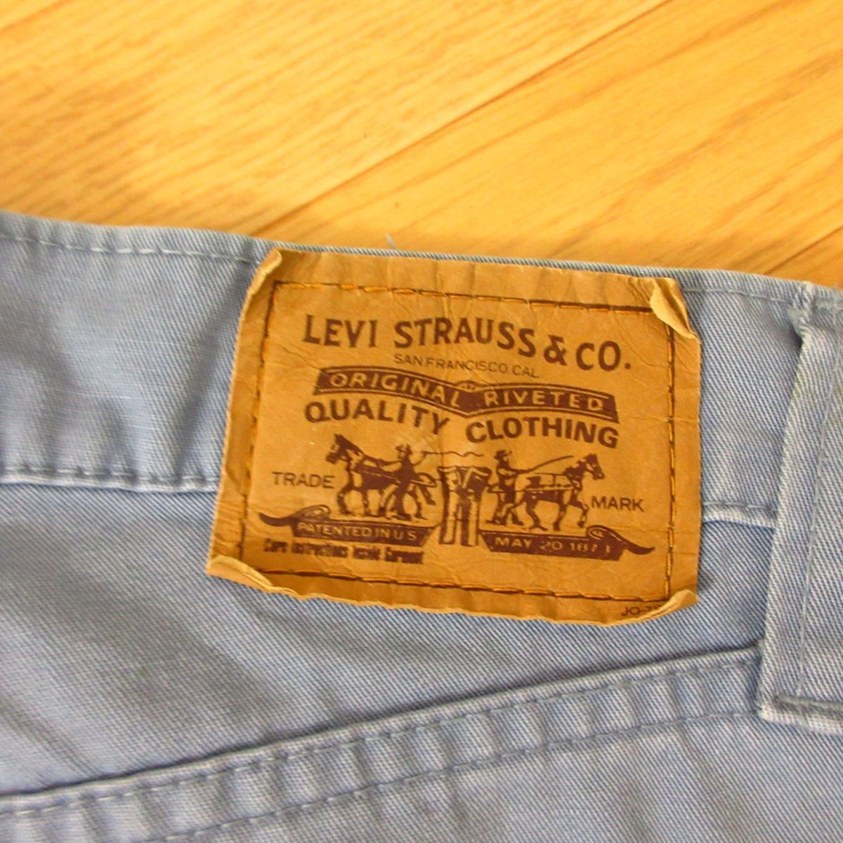 ◎希少 90s！Levi's リーバイス J22刻印 白タブ 1993年◆コットンパンツ ストレート ヴィンテージ 古着◆メンズ 水色系 W31インチ◆P3047_画像5