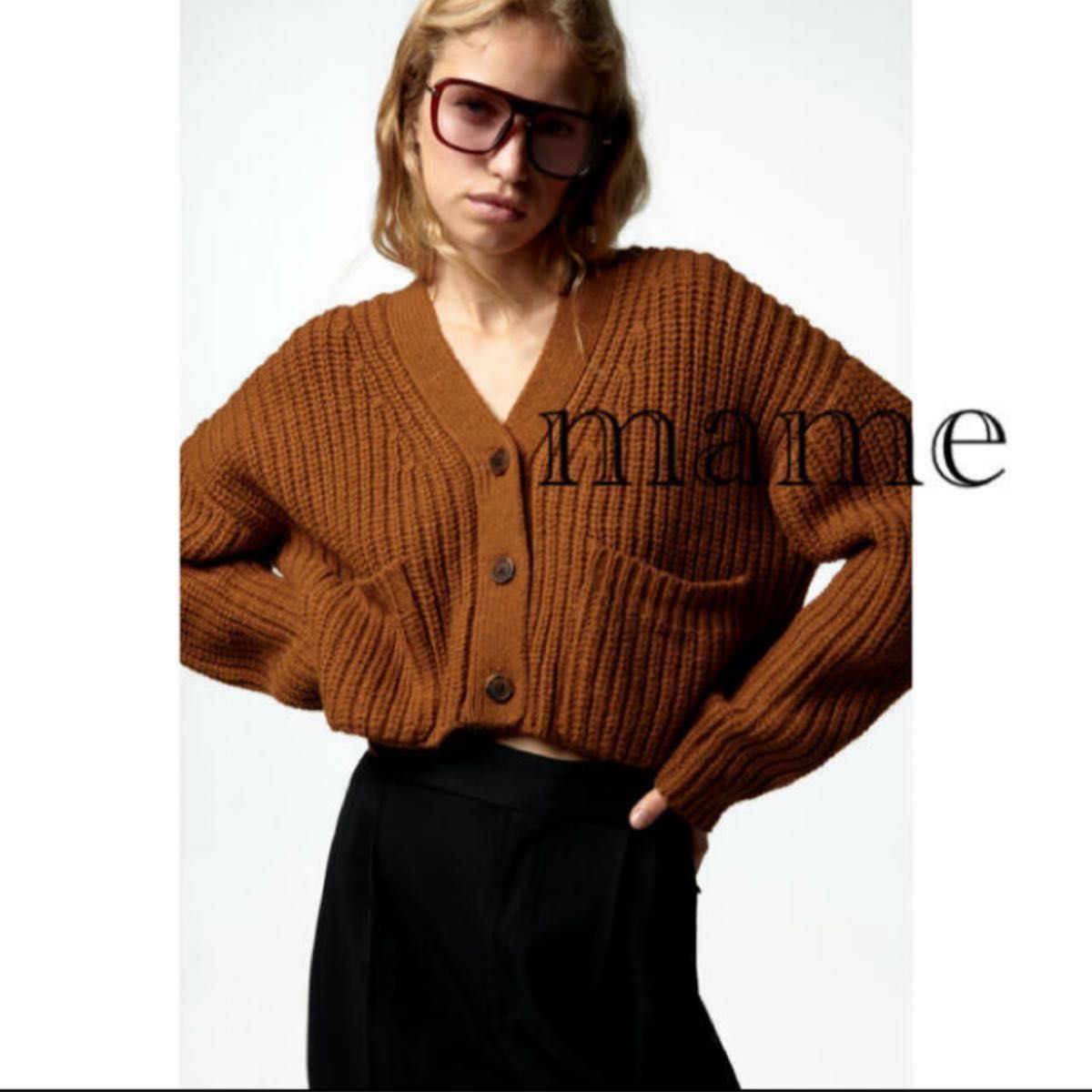 ZARA ポケット付きニットカーディガン ブラウン新品タグ付き ZARA ポケット付きニットカーディガン ブラウン新品タグ付き
