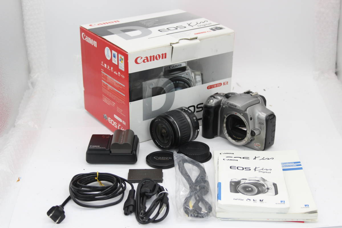 【返品保証】キャノン Canon EOS Kiss Digital EF-S 18-55mm F3.5-5.6 II USM バッテリー 元箱付き 付属品多数 ボディレンズセット s2284