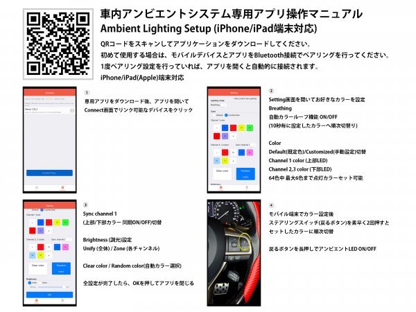 LS50系用☆イルミネーション◆LEXUS_LS50系前_後期OK☆23ヶ所アンビエント発光★OP2ヶ所追加可★LS500(VXFA50/55) / LS500h(GVF50/55)_画像4