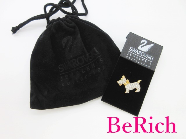 スワロフスキー SWAROVSKI 犬 ドッグ モチーフ ピン ブローチ クリア ゴールド クリスタル ガラス ジュエリー アクセサリー【中古】ba2491_画像6