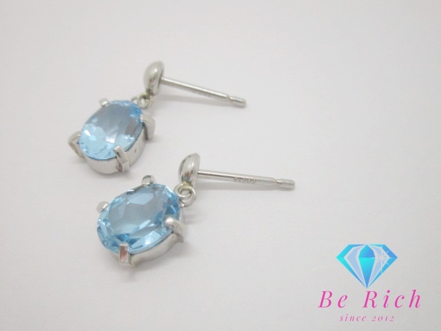 Pt900 platinum color stone attaching swaying design stud earrings catch none color stone jewelry accessory [ used ]th9202