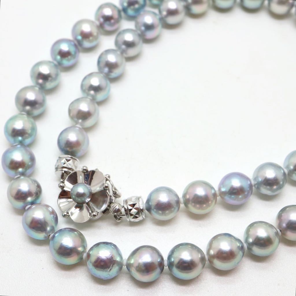 《K14WGアコヤ本真珠ネックレス》O 7.0-7.5mm珠 32.9g 46cm pearl necklace jewelry ジュエリー EA0/EA2