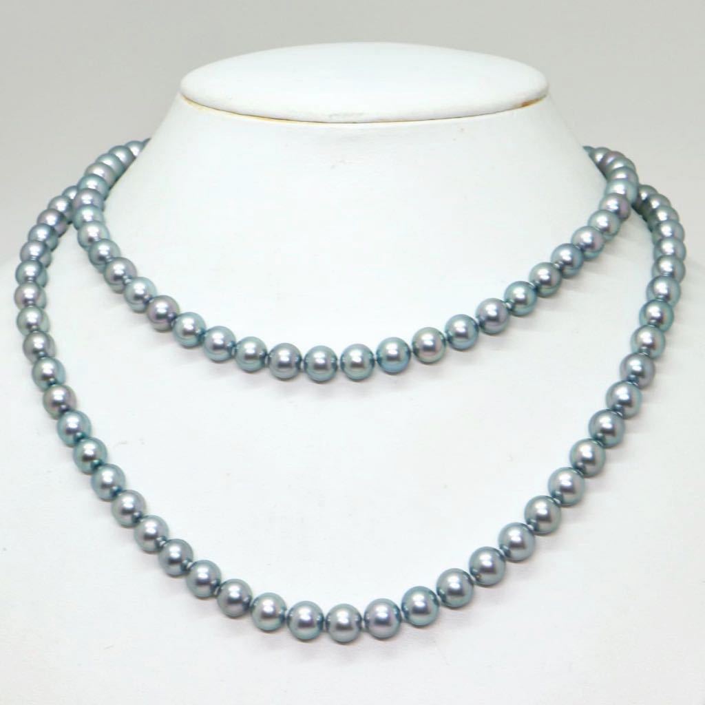 3WAY!!《K18アコヤ本真珠ロングネックレス》N 7.0-7.5mm珠 68.0g 86cm pearl necklace jewelry ジュエリー EC0/ED0_画像2