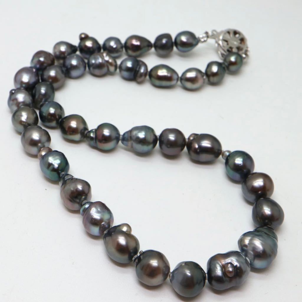 《南洋黒蝶真珠ネックレス》N 50.1g 45cm 8.0-12.5mm珠 真珠 pearl necklace ジュエリー jewelry EA0/EB0_画像5