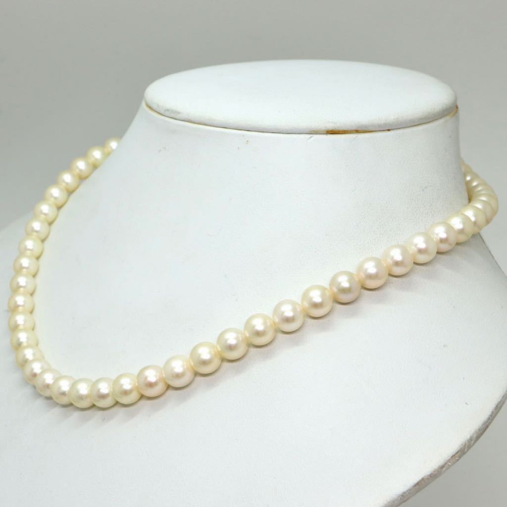 《K18アコヤ本真珠ネックレス》N 7.0-7.5mm珠 31.4g 41.5cm pearl necklace jewelry ジュエリー EA0/EB0_画像3