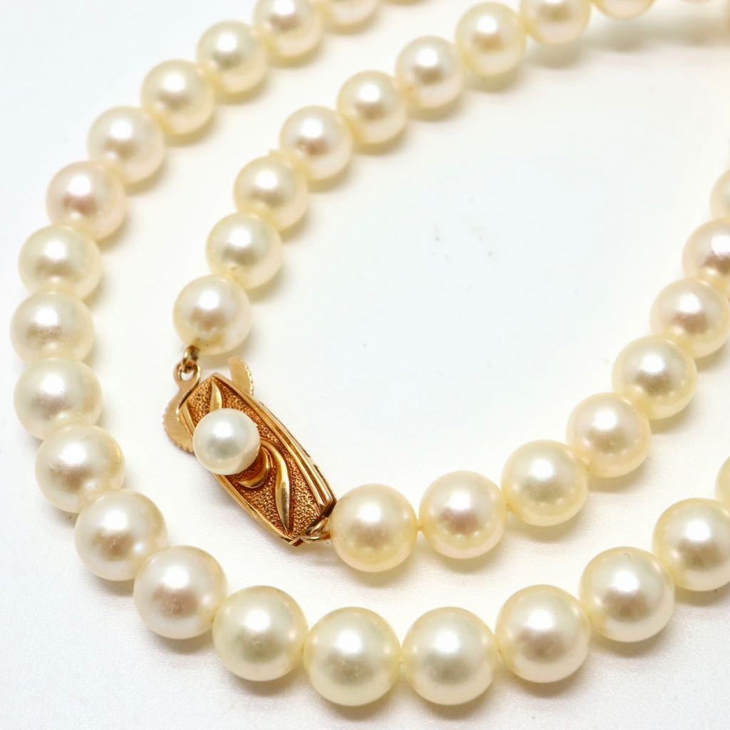 《K18アコヤ本真珠ネックレス》N 7.0-7.5mm珠 31.4g 41.5cm pearl necklace jewelry ジュエリー EA0/EB0_画像1