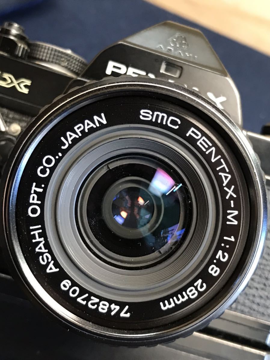 ペンタックス　MX レンズ　SMC PENTAX-M F2.8 28mm レンズ内カビほこりありません、ケンコー　2X KAX MaroTELEPLUS MC7 付き、作動未確認、_画像5