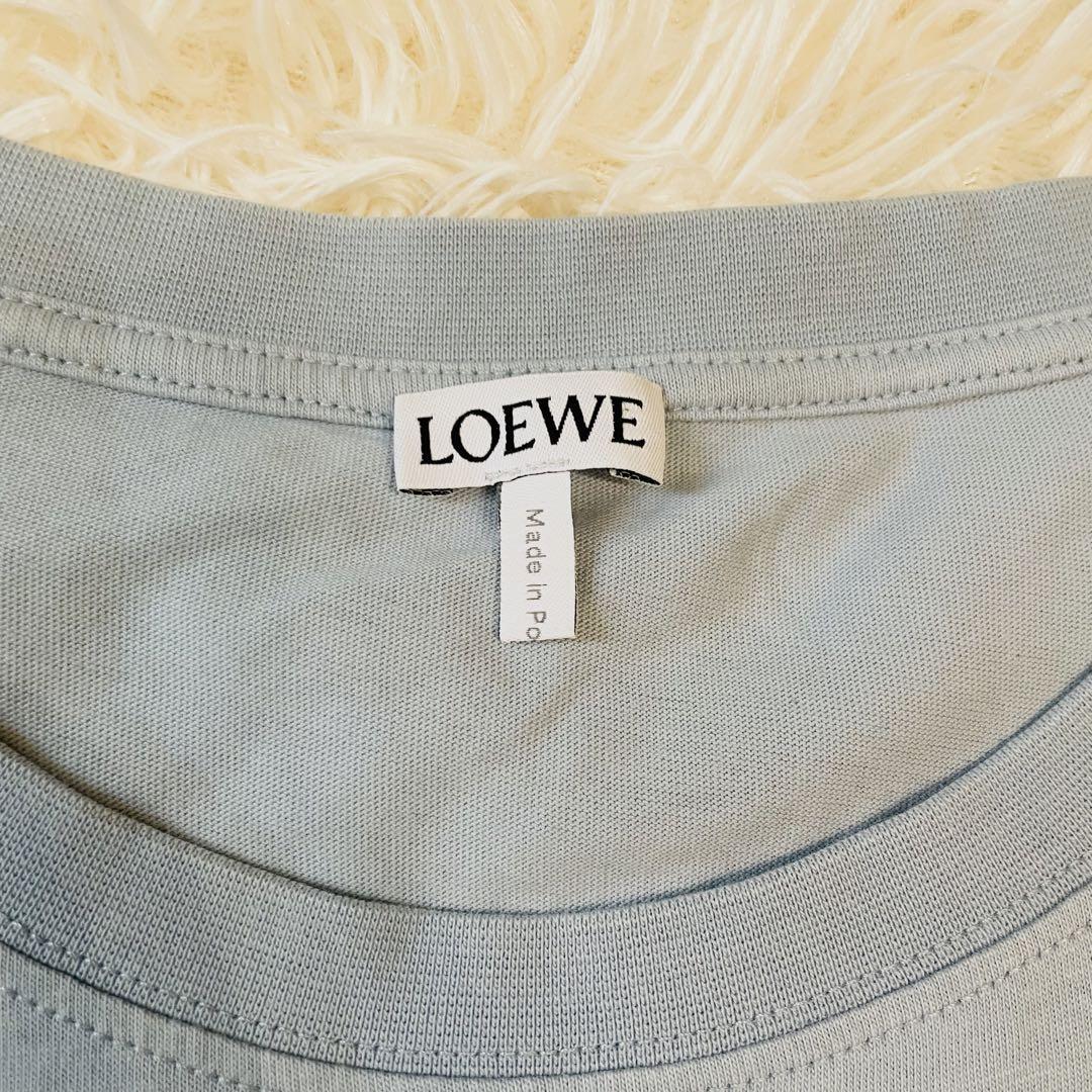 美品*ロエベ LOEWE 半袖 Tシャツ XL アナグラム 刺繍ロゴ カラフル 綿 ライトブルー 水色 クルーネック 正規店舗 コットン 100
