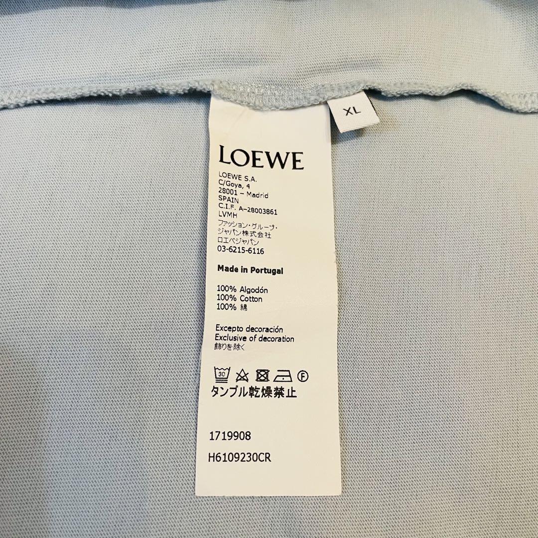 美品*ロエベ LOEWE 半袖 Tシャツ XL アナグラム 刺繍ロゴ カラフル 綿 ライトブルー 水色 クルーネック 正規店舗 コットン 100
