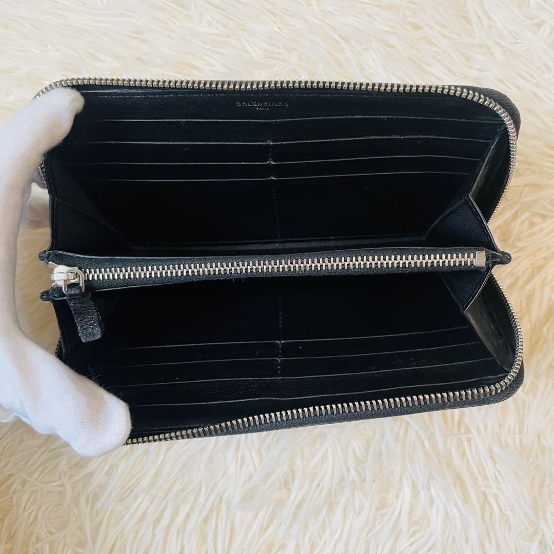 美品 バレンシアガ 長財布 エブリデイ 新ロゴ ラウンドジップ ブラック