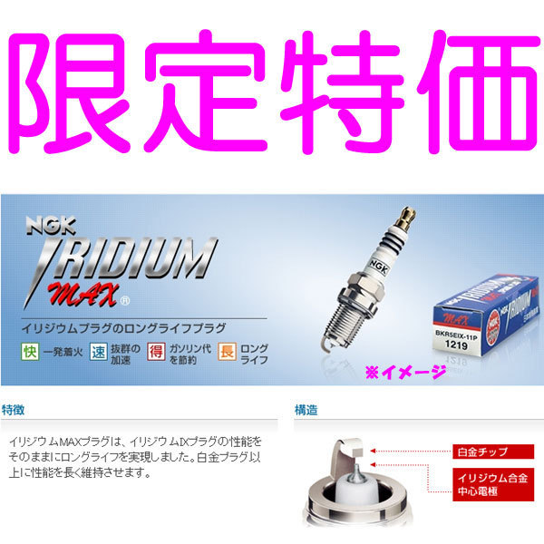 送料無料 NGK IRIDIUM MAX イリジウム MAX プラグ スパークプラグ BKR7EIX-P ストックNO.2690 新品 正規品 4本セット_画像1