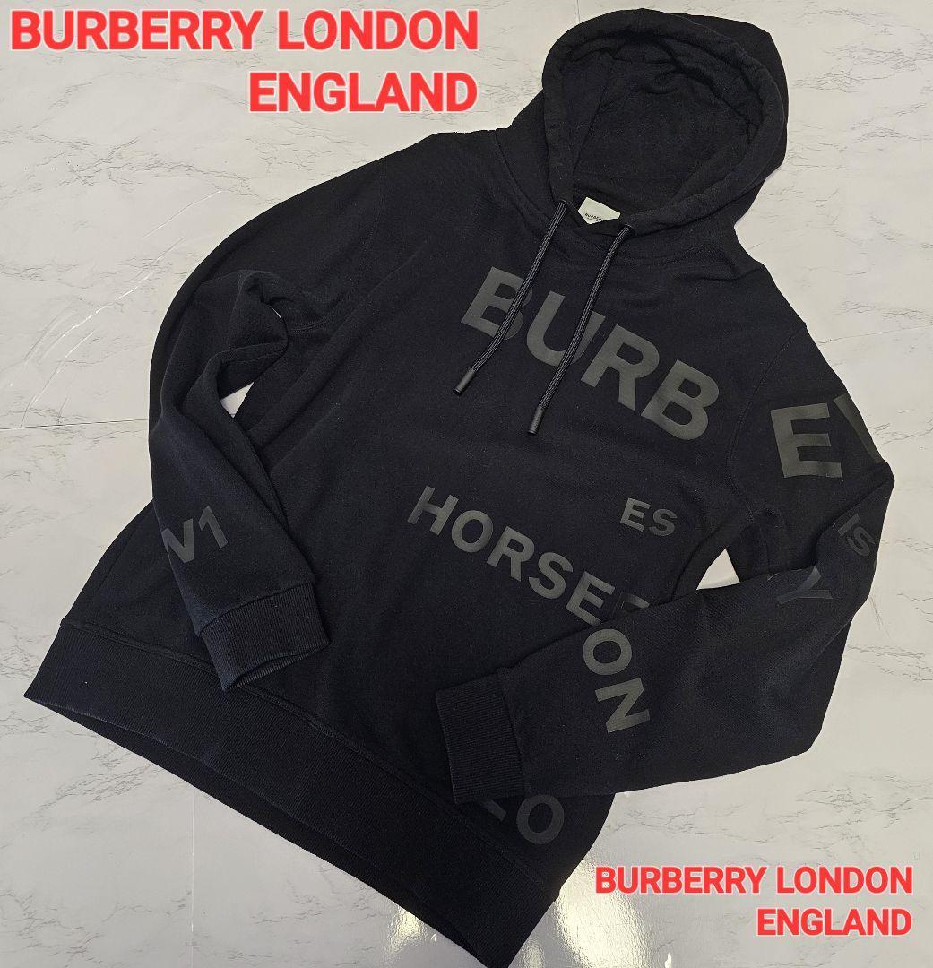 現行タグ　バーバリーロンドンイングランド　パーカー　ブラック　　 BURBERRY LONDON ENGLAND バーバリー ラバーロゴ ビックロゴ 黒_画像1