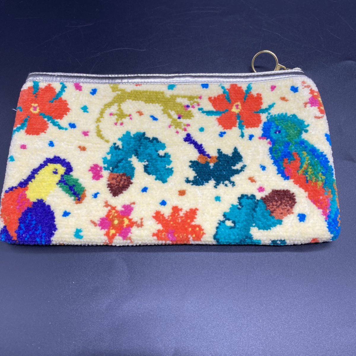 TSUMORI CHISATO ツモリチサト　フラワーマーメイド　シェニール織　フラットポーチ　①　no.75_画像3