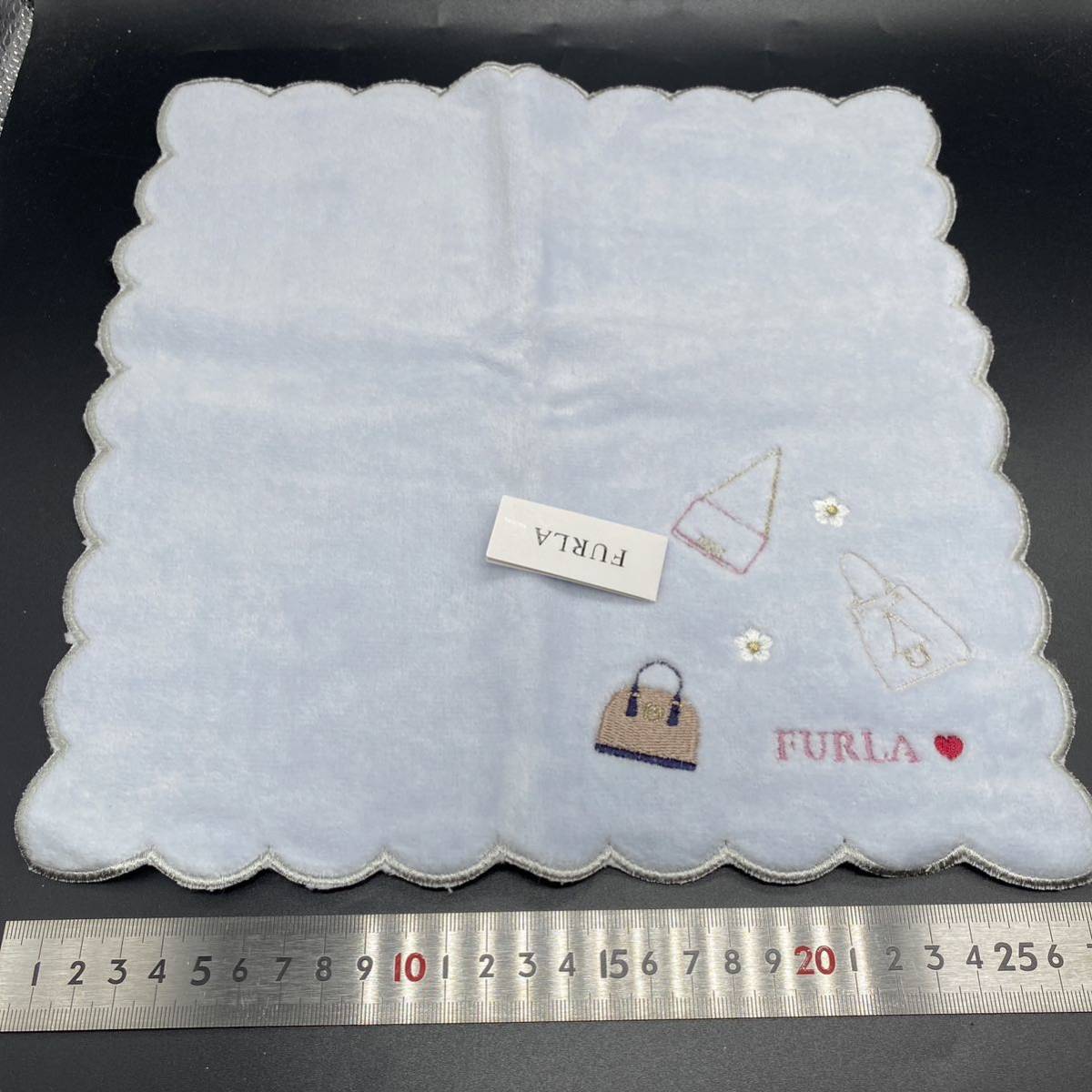 FURLA Furla towel handkerchie light blue bag embroidery no.29