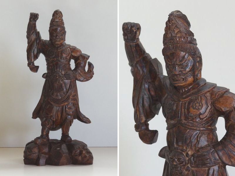 【あすつく】 木彫　四天王　持国天　一木造　仏像　仏教美術 仏像