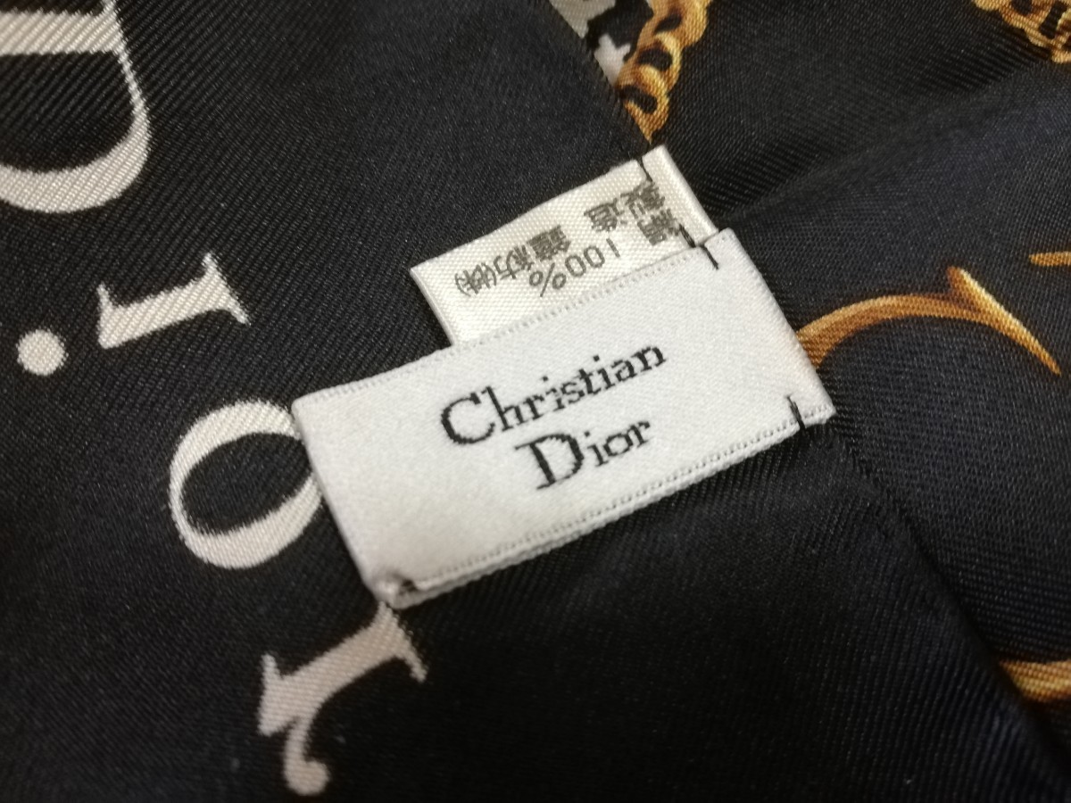 Christian Dior クリスチャンディオール スカーフ 千鳥格子 ロゴ シルク 千鳥柄_画像4