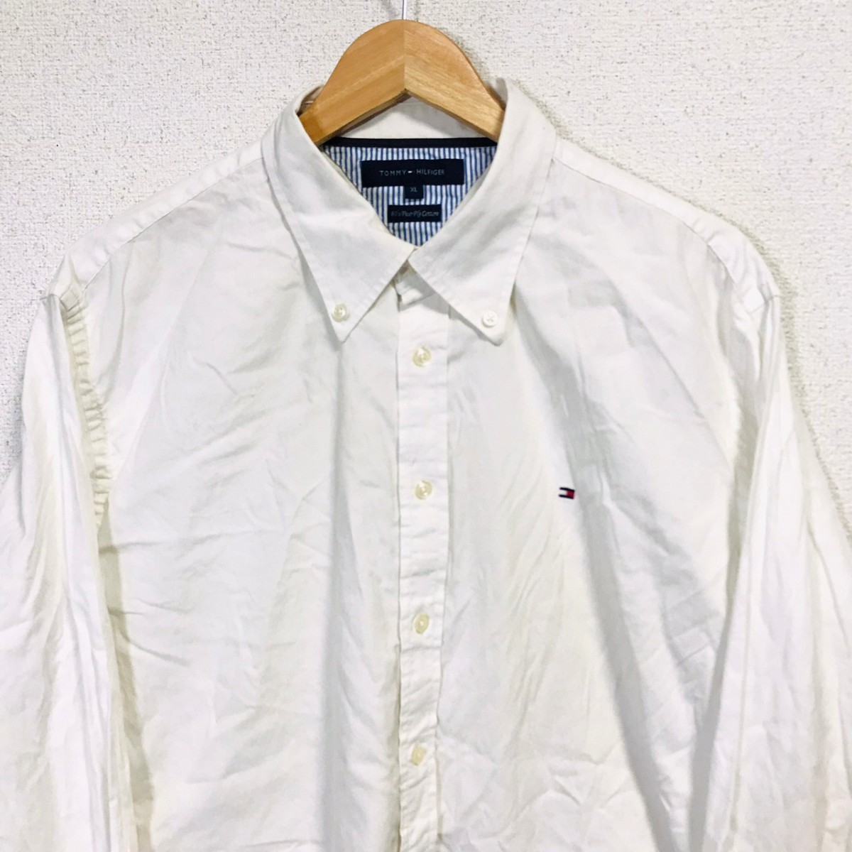 H5437dL TOMMY HILFIGER トミーヒルフィガー サイズXL 長袖シャツ ボタンダウンシャツ ホワイト 白 大きいサイズ 綿100% コットン_画像4