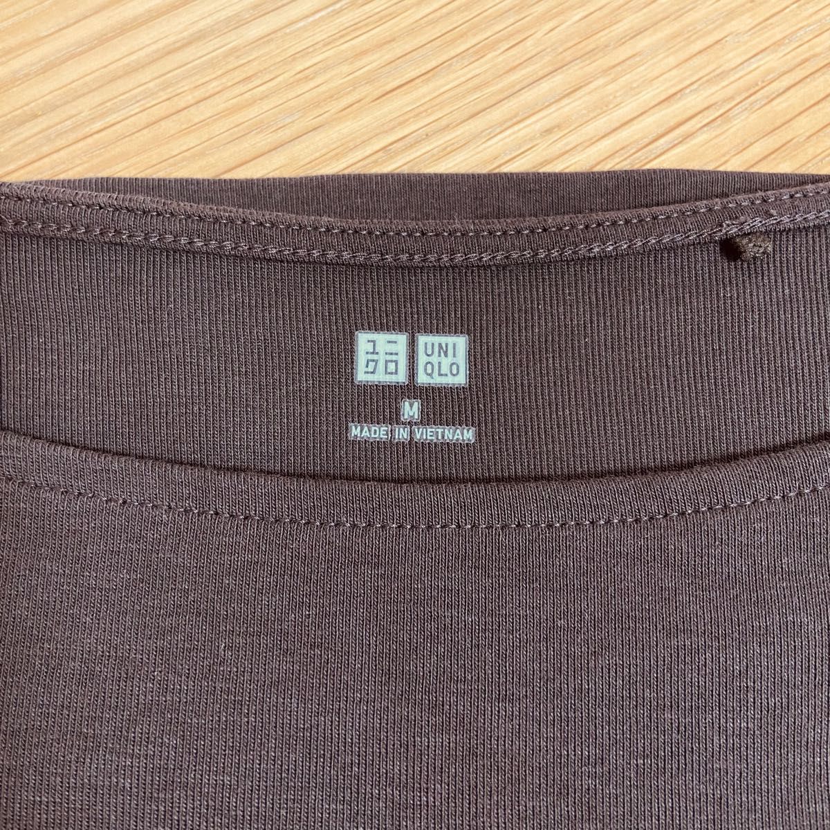 UNIQLO ストレッチ コットン ボートネックT （半袖・5分袖）レディース Mサイズ DARK BROWN