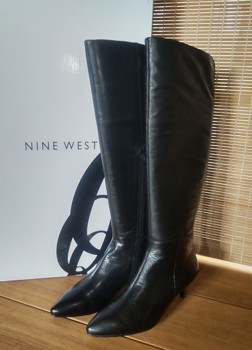 ★試着のみ　NINE WEST　レザー　異素材コンビ２WAYブーツ　ブラック　サイズ７ 24cm★_画像1