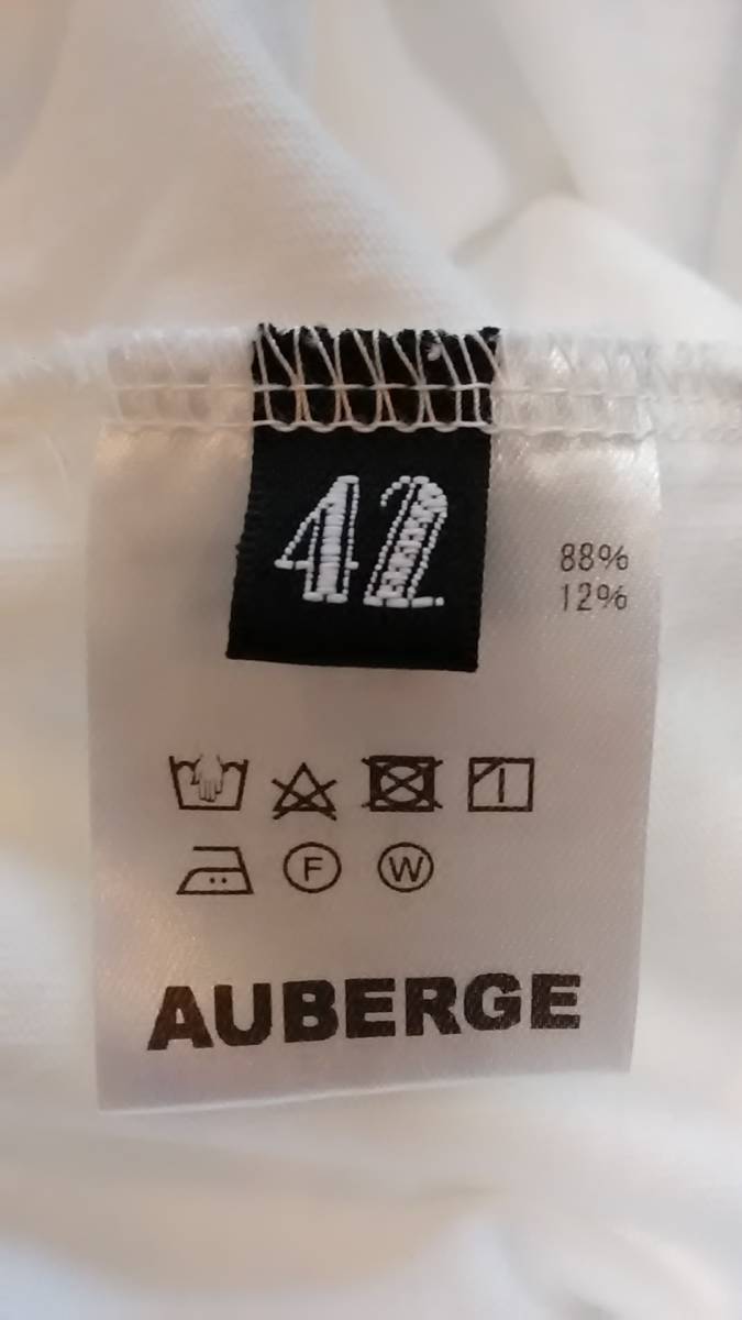 AUBERGE オーベルジュ ロゴ刺繍 Tシャツ ANDRE アンドレ 白 サイズ42