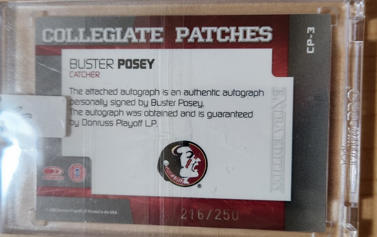 Leaf Donruss ELITE 2008 BUSTER POSEY COLLEGIATE PATCHES 216/250 _画像2