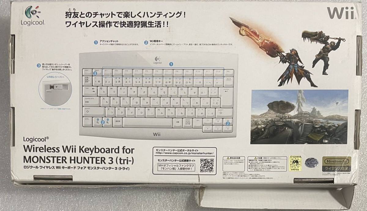 ゲーム アクセサリー Wii ロジクール ワイヤレス キーボード モンスターハンター3 エコバッグ付き 新古品 箱以外全て未使用 箱はボロボロ_画像3