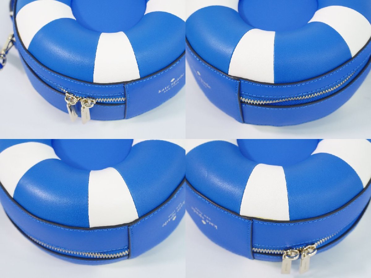 本物 ケイトスペード Kate Spade FLOAT ON 2WAY ショルダーバッグ ハンドバッグ ポシェット レザー ブルー ホワイト_画像7