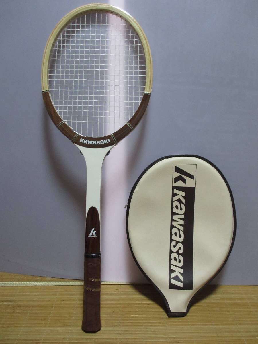 『vintage deadstock 新古品 kawasaki カワサキ』wood tennis racket H-NO.150 SUPER WREATH 