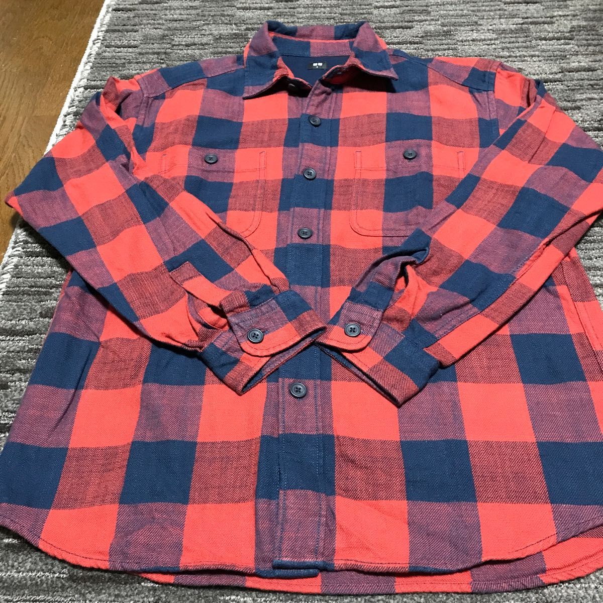 ユニクロ　フランネルシャツ　ブロックチェック赤　size S  UNIQLO ネルシャツバッファローチェック　廃盤希少品！！