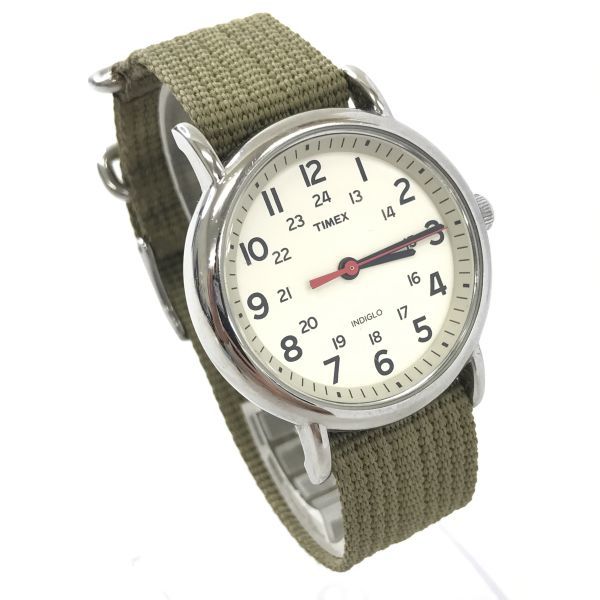 TIMEX タイメックス ウィークエンダー セントラルパーク 腕時計 クオーツ T2N651 カーキ グリーン シンプル 新品電池交換済み 動作確認済み_画像3