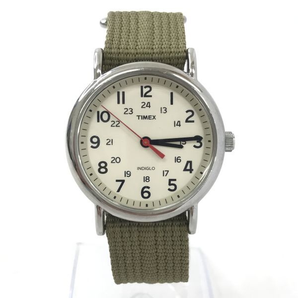 TIMEX タイメックス ウィークエンダー セントラルパーク 腕時計 クオーツ T2N651 カーキ グリーン シンプル 新品電池交換済み 動作確認済み_画像2