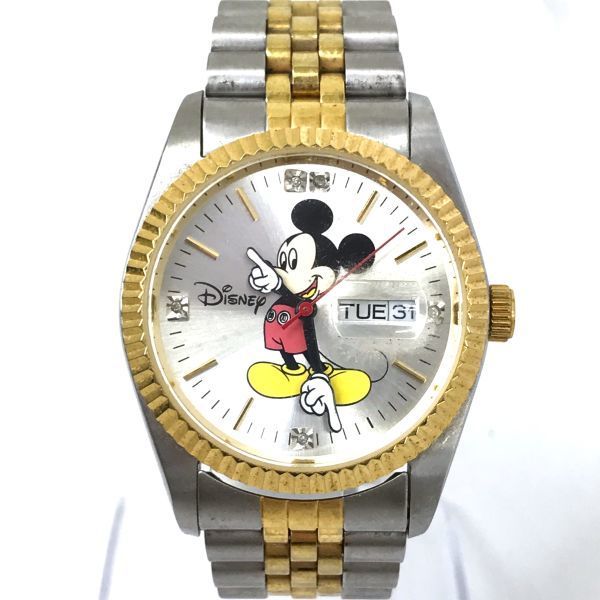 Disney ディズニー ミッキーマウス 腕時計 クオーツ アナログ ラウンド シルバー ゴールド 955/1000 コレクション 電池交換済 動作確認済_画像2