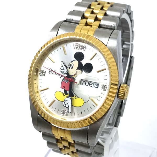 Disney ディズニー ミッキーマウス 腕時計 クオーツ アナログ ラウンド シルバー ゴールド 955/1000 コレクション 電池交換済 動作確認済_画像3