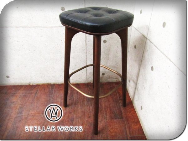 新品/未使用品/STELLAR WORKS/高級/FLYMEe取扱い/Utility stool H760/Neri & Hu/ウォールナット/アッシュ材/スチール/牛革/134200円ft8487m_画像1